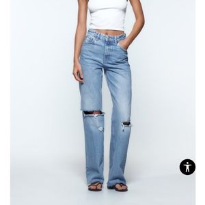 Zara ripped wide leg jeans